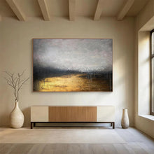 Load image into Gallery viewer, Gold and Gray Abstract Painting on Canvas - “Ethereal Pathway” DKH782
