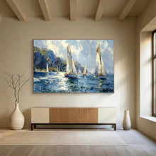 Load image into Gallery viewer, Breezy Sailing Scene Abstract Painting on Canvas - “Coastal Adventure” DKH669