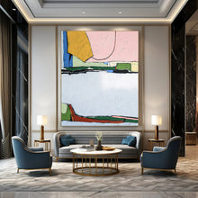 Load image into Gallery viewer, Color - Blocked Abstract Cityscape Painting - Ideal for Modern Living Room & Urban Office LargeART2373