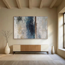 Load image into Gallery viewer, Neutral - Toned Abstract Painting with Blue and Gray for Minimalist Office & Calm Reading Nook DKH293