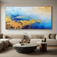 Load image into Gallery viewer, Hand - painted Extensive Blue and Gold Gradient Abstract Acrylic Art for Stylish Hallways LargeART0018