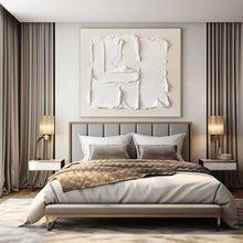 Load image into Gallery viewer, Oversized Hand - painted Textured White Plaster Acrylic Art for Minimalist Bedrooms LargeART0145