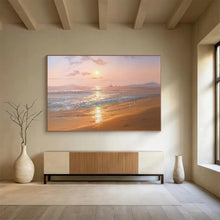 Load image into Gallery viewer, “Sunset Seaside with Sailboats” - Impressionistic Abstract Acrylic, Ideal for Beach House and Coastal Bedroom DLZ269
