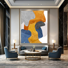 Load image into Gallery viewer, “Color - Blocked Abstract with White Lines” - Modern Abstract Art on Canvas DKH1550