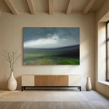 Load image into Gallery viewer, Moody Sky & Green Fields Subtle Hues & Ethereal Landscape on Canvas DLZ005