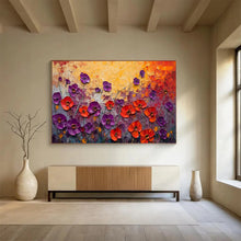 Load image into Gallery viewer, Hand - painted Large - scale Textured Poppies Field Acrylic Art for Vibrant Living Rooms LargeART1765