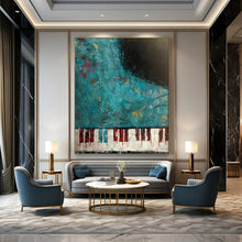 Load image into Gallery viewer, Teal - Toned Abstract Piano Painting, Suited for Music Room & Creative Lounge LargeART1998