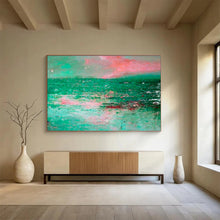 Load image into Gallery viewer, Green - Blue Abstract Sea Painting On Canvas DKH398