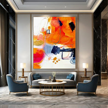 Load image into Gallery viewer, “Vibrant Abstract Chaos” – Colorful Mixed - Media Painting with Orange Dominance DTP272