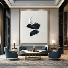 Load image into Gallery viewer, “Black and White Impasto Shapes” - Minimalist Textured Art on Canvas DKH1666