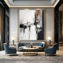 Load image into Gallery viewer, Black & White Abstract Structure Art, Ideal for Minimalist Living Room & Modern Office LargeART2087