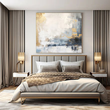 Load image into Gallery viewer, Gray, Gold & Blue Abstract, Perfect for Chic Home Office & Elegant Dining Room LargeART1339