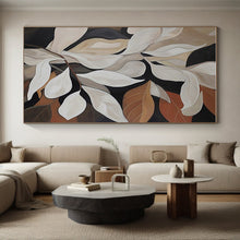 Load image into Gallery viewer, White and Brown Leaves on Dark Background Acrylic Art - Perfect for Nature - lover’s Bedroom & Elegant Dining Room LargeART0667