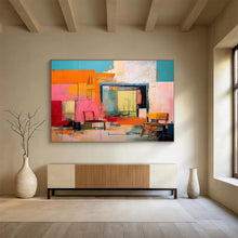 Load image into Gallery viewer, Color - Blocked Interior Abstract Painting on Canvas - “Vibrant Rooms” DKH639