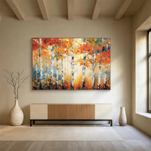 Load image into Gallery viewer, Autumn Birch “Golden Canopy” Painting on Canvas, Seasonal Landscape Decor DKH835