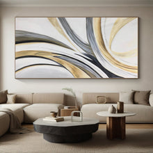 Load image into Gallery viewer, Massive Gold, Gray, and White Swirl Acrylic for Luxury Bedroom & Sophisticated Office LargeART0320