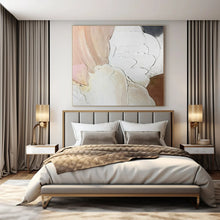 Load image into Gallery viewer, Textured White & Pink Abstract Painting, Ideal for Feminine Boudoir & Chic Café LargeART1437