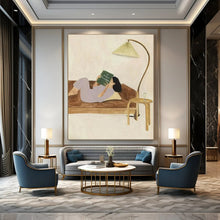 Load image into Gallery viewer, Beige & Purple Cozy Abstract Painting, Ideal for Living Room Nook & Relaxing Bedroom LargeART2107