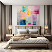 Load image into Gallery viewer, Colorful Transparent Rectangles Abstract Canvas Painting, Great for Modern Office & Eclectic Gallery LargeART1177