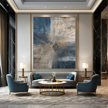 Load image into Gallery viewer, “Blue and Brown Abstract Burst” – Dramatic Abstract with Bursting Colors DTP119