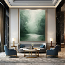Load image into Gallery viewer, “Misty Green Forest River” - Impressionistic Abstract Acrylic DTP024