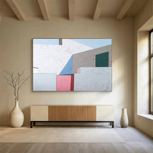 Load image into Gallery viewer, Minimalist Abstract Painting on Canvas: Soft - Toned Architectural Forms DKH572