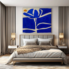 Load image into Gallery viewer, Blue and Orange Floral Abstract Art for Tropical - themed Bedroom & Modern Garden Café LargeART0949