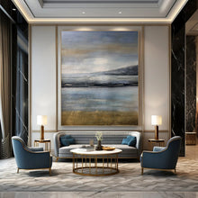 Load image into Gallery viewer, “Misty Coastal Landscape in Blues and Greys” - Atmospheric Seascape Art on Canvas DKH1576