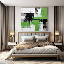 Load image into Gallery viewer, Grand Hand - painted Green & Gray Abstract Clash Acrylic Art for Modern - Minimalist Hallways LargeART0181