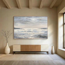 Load image into Gallery viewer, Monochrome Seascape Abstract Painting on Canvas - “Gray - Toned Tranquility” DKH630