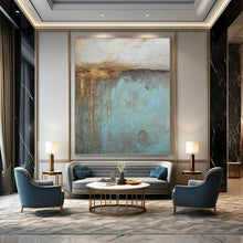 Load image into Gallery viewer, “Rustic Blue and Brown Textures” - Blue, Brown Abstract Art on Canvas DKH1191