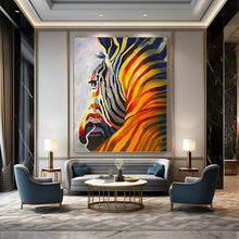 Load image into Gallery viewer, “Vibrant Zebra Abstract” - Color - Infused Striped Animal Art on Canvas DKH1428