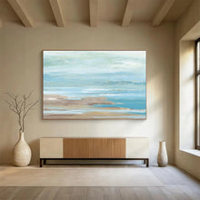 Load image into Gallery viewer, Soft Blue - Green Coastal Abstract Painting On Canvas DKH421