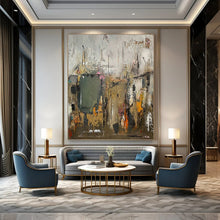 Load image into Gallery viewer, “Urban Chaos: Gray - Toned Abstract” Abstract Painting on Canvas, Industrial Loft Decor DKH1038