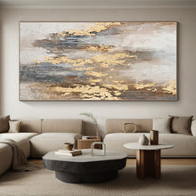 Load image into Gallery viewer, Gray and Gold Abstract Drips Acrylic Art - Great for Glamorous Hotel Suite & Art Deco Living Room LargeART0576