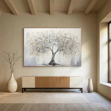 Load image into Gallery viewer, Silver & Gold Tree of Calm Hand-Painted Abstract Acrylic Art for Entryway Serenity LargeART1619