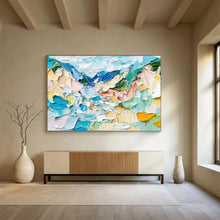 Load image into Gallery viewer, Impasto “Pastel Peaks” Painting on Canvas, Abstract Mountain Art DKH804