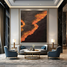 Load image into Gallery viewer, “Fiery Orange Path” Abstract Landscape - Inspired Painting on Canvas, Bold Wall Art DKH961