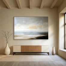 Load image into Gallery viewer, Hand - painted Minimalist Beach Horizon Acrylic Art for Scandinavian - Style Bedrooms LargeART1701
