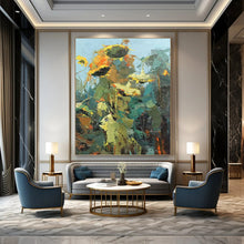 Load image into Gallery viewer, “Sunflower Field: Abstract Blooms” Abstract Painting on Canvas, Cheerful Kitchen Decor DKH1045