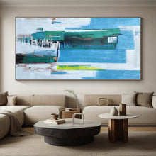 Load image into Gallery viewer, Oversized Blue - Green Urban Abstract Art for City Loft & Modern Office LargeART0465