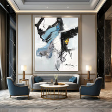 Load image into Gallery viewer, Blue & Gray Abstract Form Painting, Perfect for Contemporary Hallway & Chic Office LargeART2086