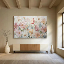 Load image into Gallery viewer, Pastel Floral Textured Abstract Painting on Canvas - “Soft Garden” DKH673