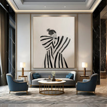 Load image into Gallery viewer, Black - White Abstract Intimate Moment Painting, Suited for Cozy Bedroom & Calming Meditation Space LargeART2038