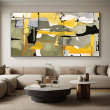 Load image into Gallery viewer, Large - Scale Yellow - Green Abstract Composition Acrylic for Modern Kitchen & Creative Studio LargeART0344