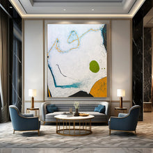 Load image into Gallery viewer, “Organic Shapes & Soft Hues” - White, Blue, Green, Orange Abstract Art on Canvas DKH1107