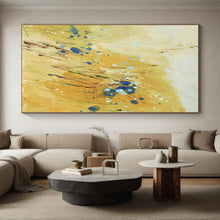 Load image into Gallery viewer, Golden Field with Blue Flowers Art – Ideal for Rustic Kitchen & Cozy Reading Nook LargeART0707