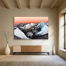 Load image into Gallery viewer, Snow - Capped Mountains with Orange Sky Abstract Painting on Canvas - “Mountain Dream” DKH651