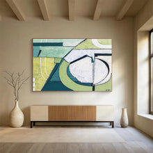 Load image into Gallery viewer, Green - Toned Geometric Abstract Painting on Canvas DKH543