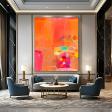 Load image into Gallery viewer, Energetic Bright Orange Abstract Collage, Ideal for Modern Fitness Studio & Bold Retail Space LargeART2002